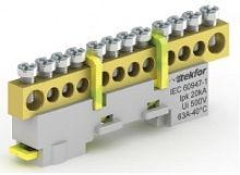 Шина неизолированная Tekfor PE "земля" KSN-7-6x9-12 12 групп желто-зеленый картинка 